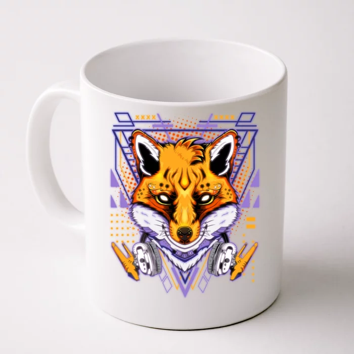 Japanese Digital Kitune Fox With Headphone Front & Back Coffee Mug