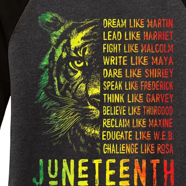 Juneteenth Dream Like Leaders Black History Women's Tri-Blend 3/4-Sleeve Raglan Shirt