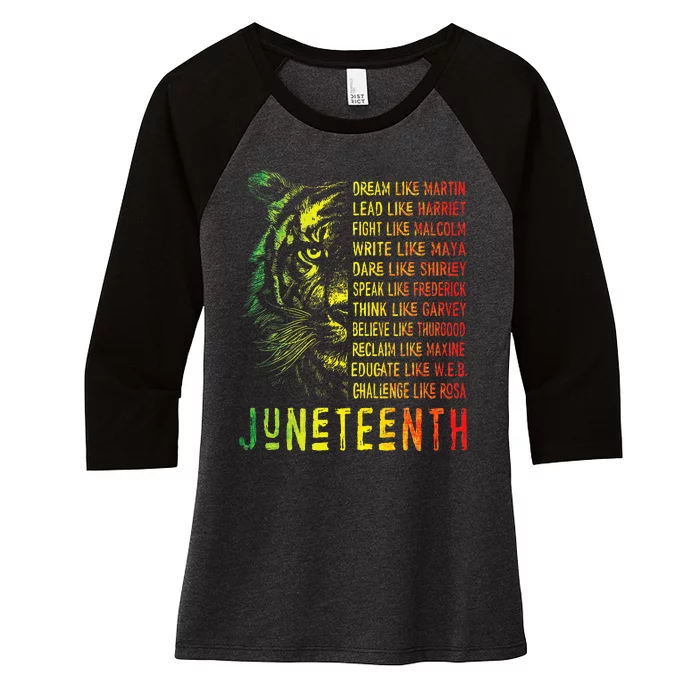 Juneteenth Dream Like Leaders Black History Women's Tri-Blend 3/4-Sleeve Raglan Shirt