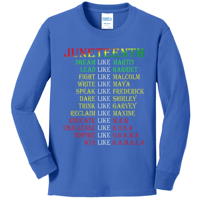 Juneteenth Dream Like Leaders Black Kids Long Sleeve Shirt