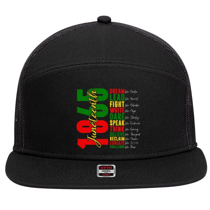 Juneteenth Dream Like Leaders Black History 7 Panel Mesh Trucker Snapback Hat