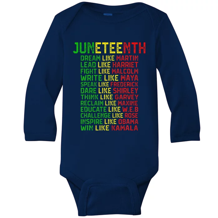 Juneteenth Dream Like Leaders Black Women Baby Long Sleeve Bodysuit