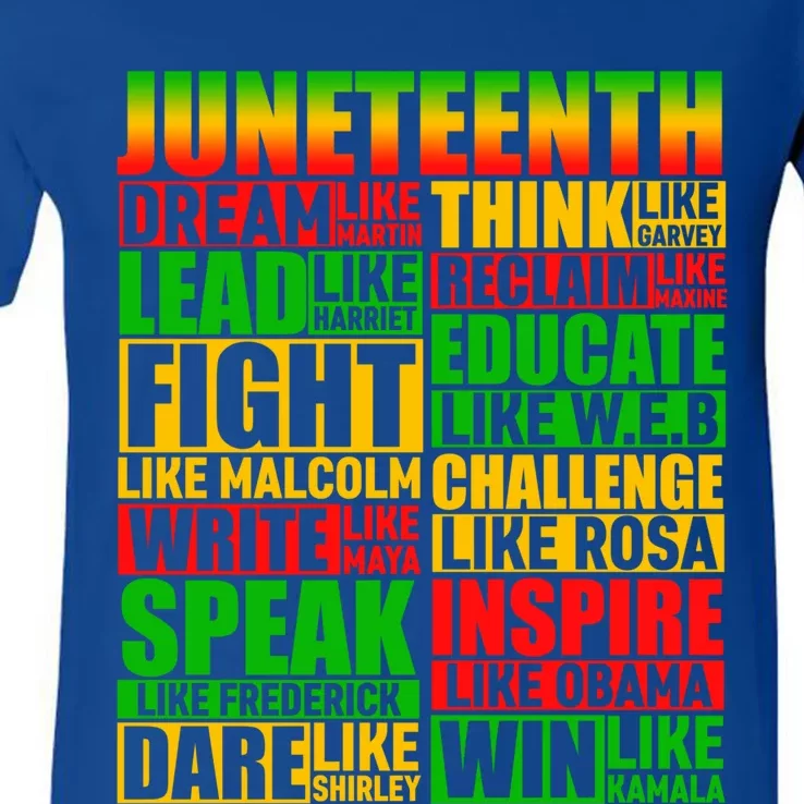 Juneteenth Dream Like Leaders Black Gift V-Neck T-Shirt