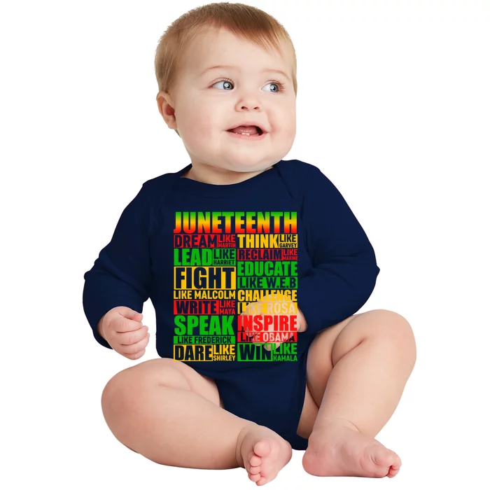 Juneteenth Dream Like Leaders Black Gift Baby Long Sleeve Bodysuit