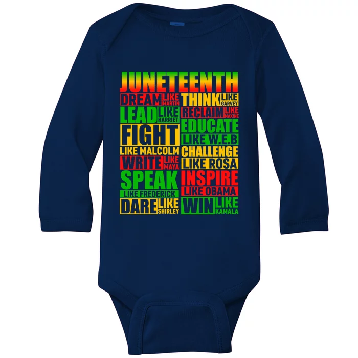 Juneteenth Dream Like Leaders Black Gift Baby Long Sleeve Bodysuit