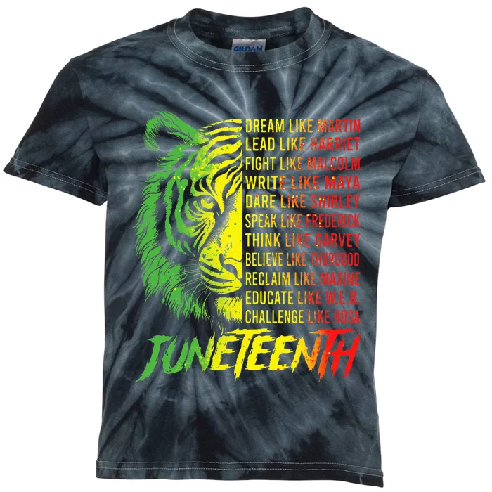 Juneteenth Dream Like Leaders Black History Kids Tie-Dye T-Shirt