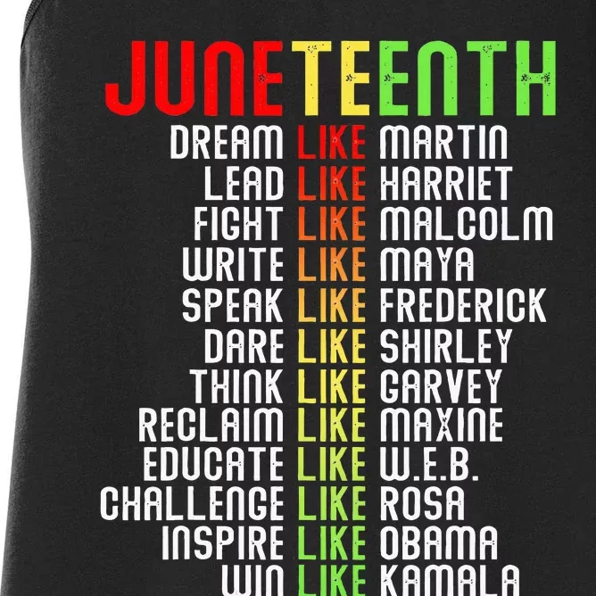 Juneteenth Dream Like Leaders Women's Racerback Tank