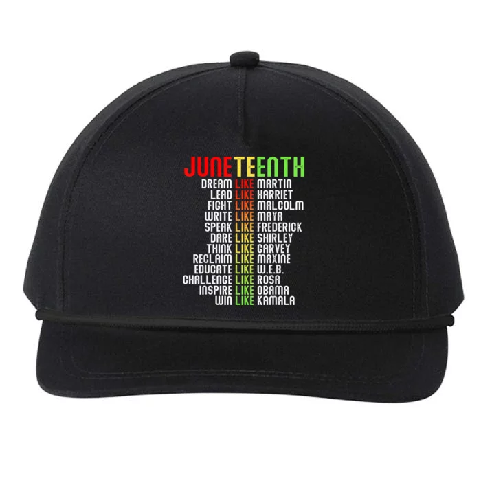 Juneteenth Dream Like Leaders Black Gift Men Women Boy Girl Gift Snapback Five-Panel Rope Hat