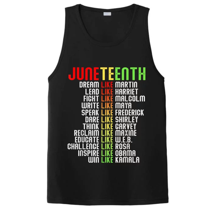 Juneteenth Dream Like Leaders Black Gift Men Women Boy Girl Gift Performance Tank