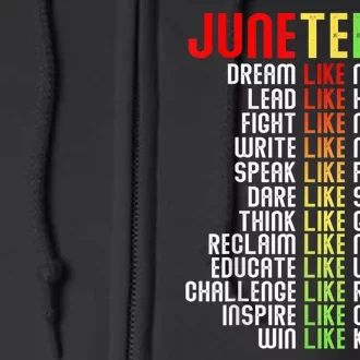 Juneteenth Dream Like Leaders Black Gift Men Women Boy Girl Gift Full Zip Hoodie