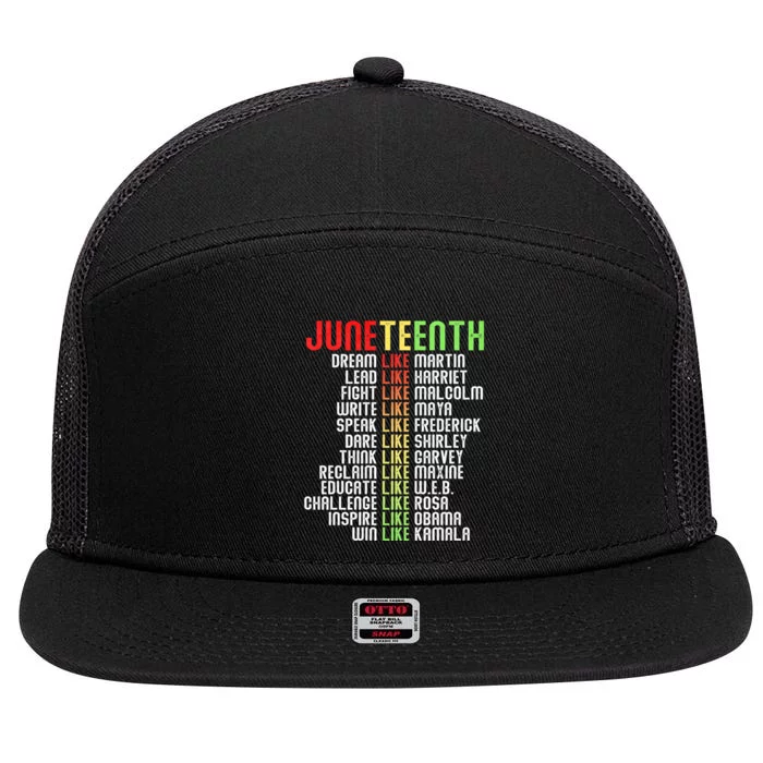 Juneteenth Dream Like Leaders Black Juneteenth Freedom Day Black History Month 7 Panel Mesh Trucker Snapback Hat