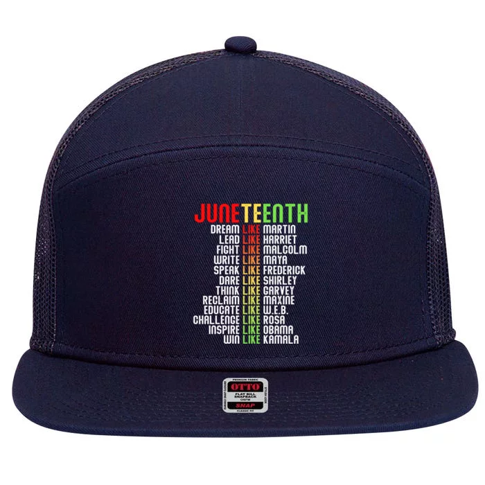 Juneteenth Dream Like Leaders Black Cool Gift 7 Panel Mesh Trucker Snapback Hat