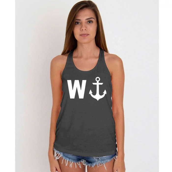 Jeffrey Dean Morgan W Anchor Women's Knotted Racerback Tank