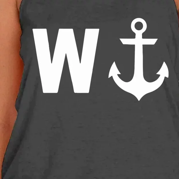 Jeffrey Dean Morgan W Anchor Women's Knotted Racerback Tank