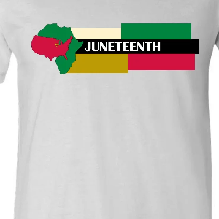 Juneteenth Day Map V-Neck T-Shirt