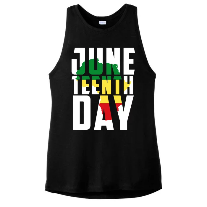 Juneteenth Day Map Ladies Tri-Blend Wicking Tank