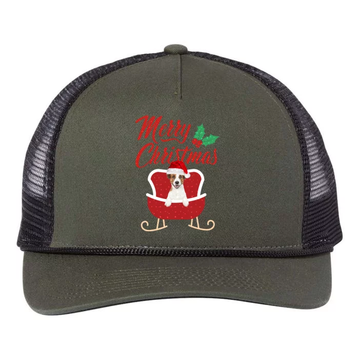 JackRussell Dog Merry Christmas Design For The Holiday Season! Retro Rope Trucker Hat Cap