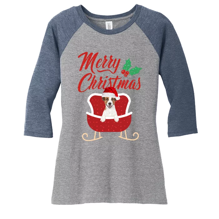 JackRussell Dog Merry Christmas Design For The Holiday Season! Women's Tri-Blend 3/4-Sleeve Raglan Shirt