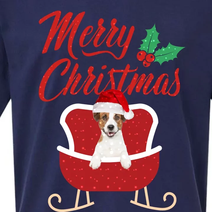 JackRussell Dog Merry Christmas Design For The Holiday Season! Sueded Cloud Jersey T-Shirt