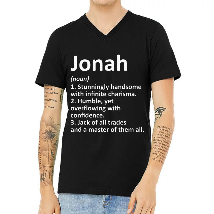 Jonah Definition Personalized Name Funny Birthday Gift Idea V-Neck T-Shirt