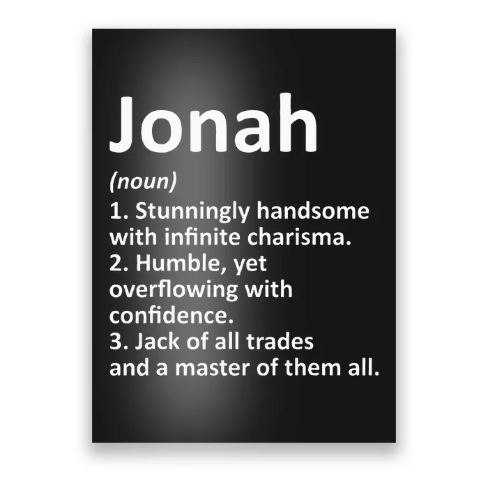 Jonah Definition Personalized Name Funny Birthday Gift Idea Poster