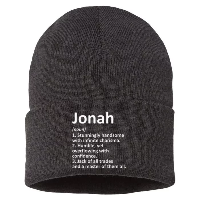 Jonah Definition Personalized Name Funny Birthday Gift Idea Sustainable Knit Beanie