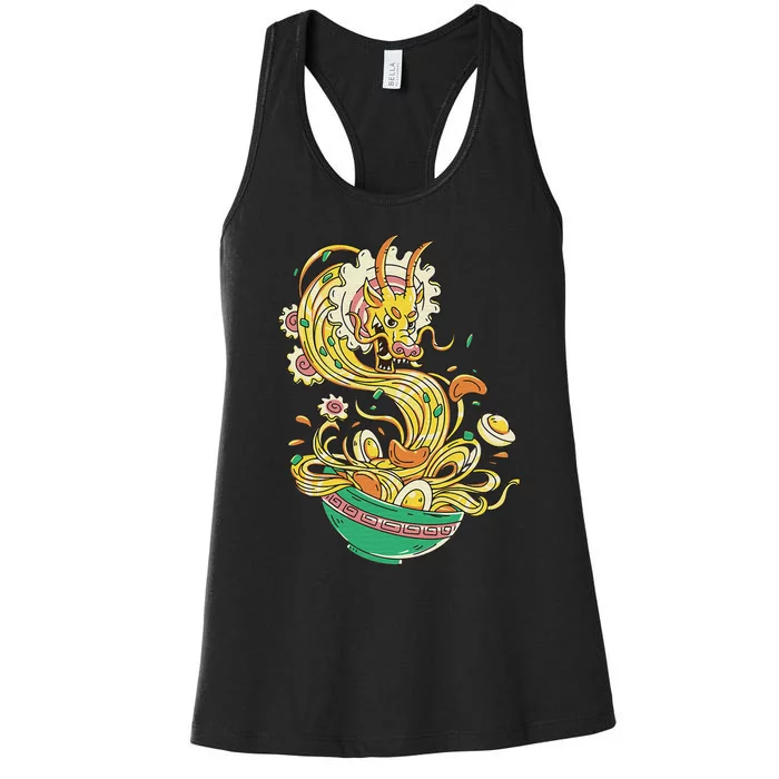 Japanese Dishes Ra Noodles Egg Ramentic Dragon Women's Racerback Tank