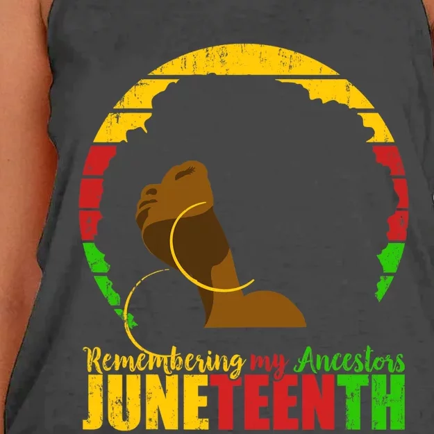 Juneteenth Design Remembering My Ancestors Black Freedom Women's Knotted Racerback Tank