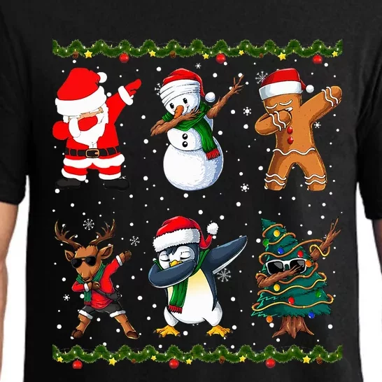 Jolly Dabbing Santa Festive Friends A Merry Christmas Squad Pajama Set