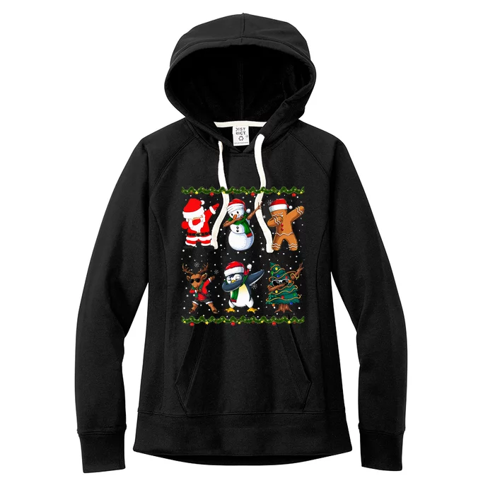 Jolly Dabbing Santa Festive Friends A Merry Christmas Squad Women's Fleece Hoodie