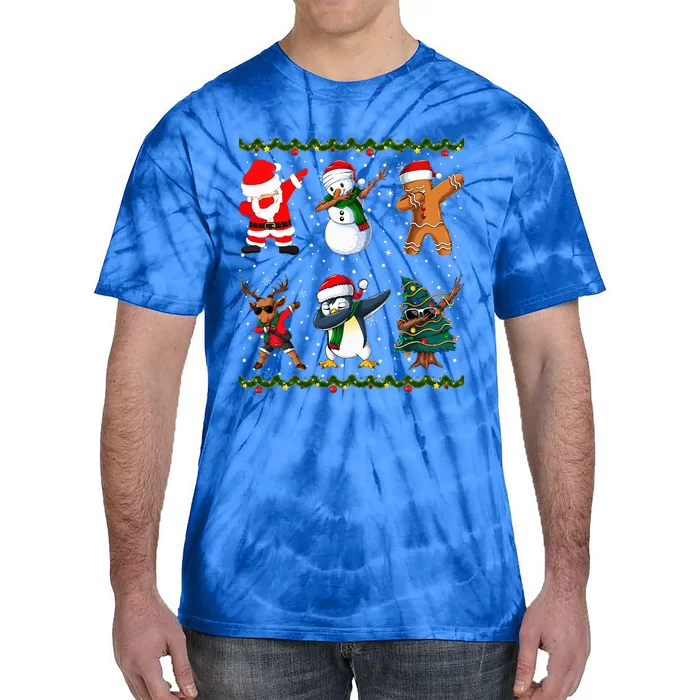 Jolly Dabbing Santa Festive Friends A Merry Christmas Squad Tie-Dye T-Shirt