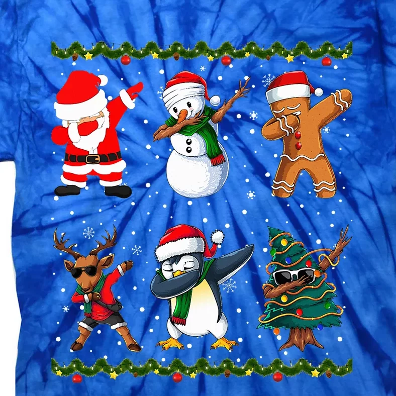 Jolly Dabbing Santa Festive Friends A Merry Christmas Squad Tie-Dye T-Shirt