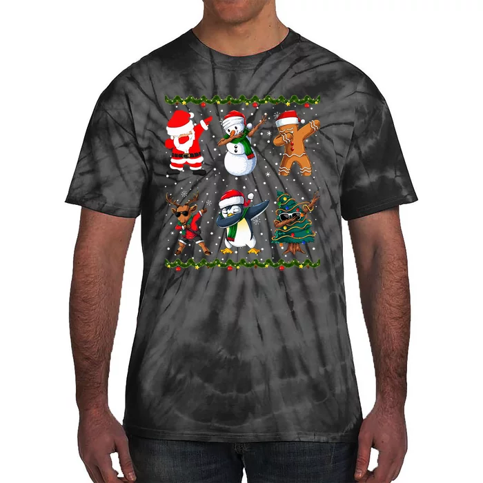 Jolly Dabbing Santa Festive Friends A Merry Squad Tie-Dye T-Shirt