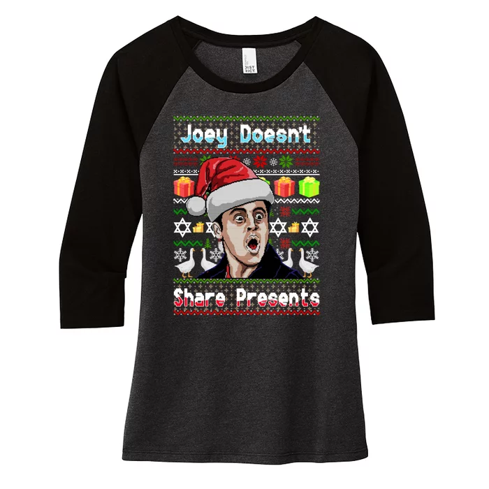 Joey DoesnT Share Presents Christmas Women's Tri-Blend 3/4-Sleeve Raglan Shirt