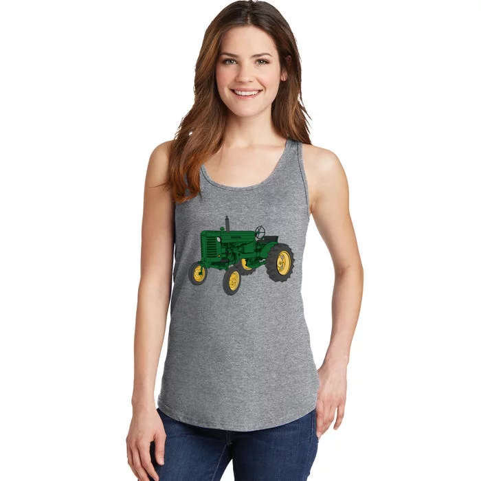 John Deere Styled M Green Tractor Ladies Essential Tank