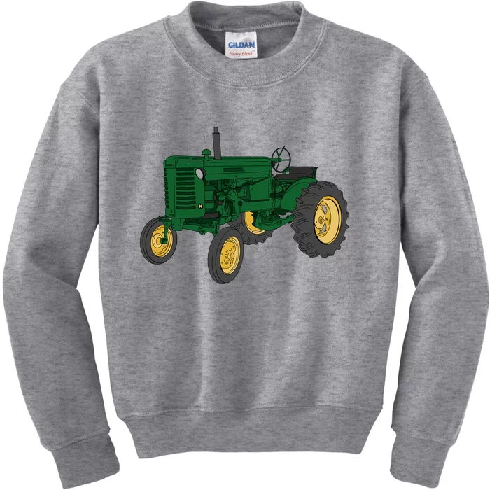 John Deere Styled M Green Tractor Kids Sweatshirt