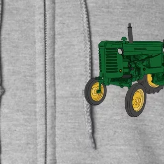 John Deere Styled M Green Tractor Full Zip Hoodie