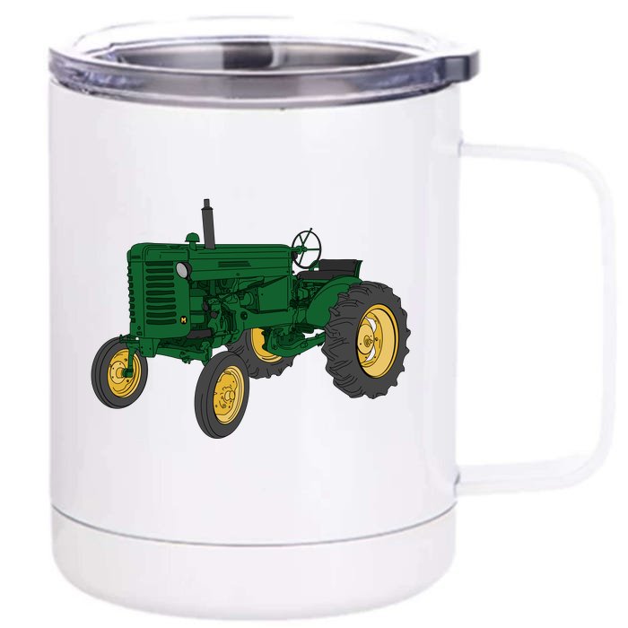 John Deere Styled M Green Tractor Front & Back 12oz Stainless Steel Tumbler Cup