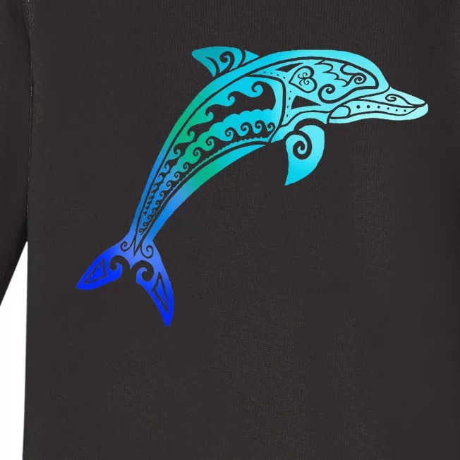 Jumping Dolphin Tribal Baby Long Sleeve Bodysuit