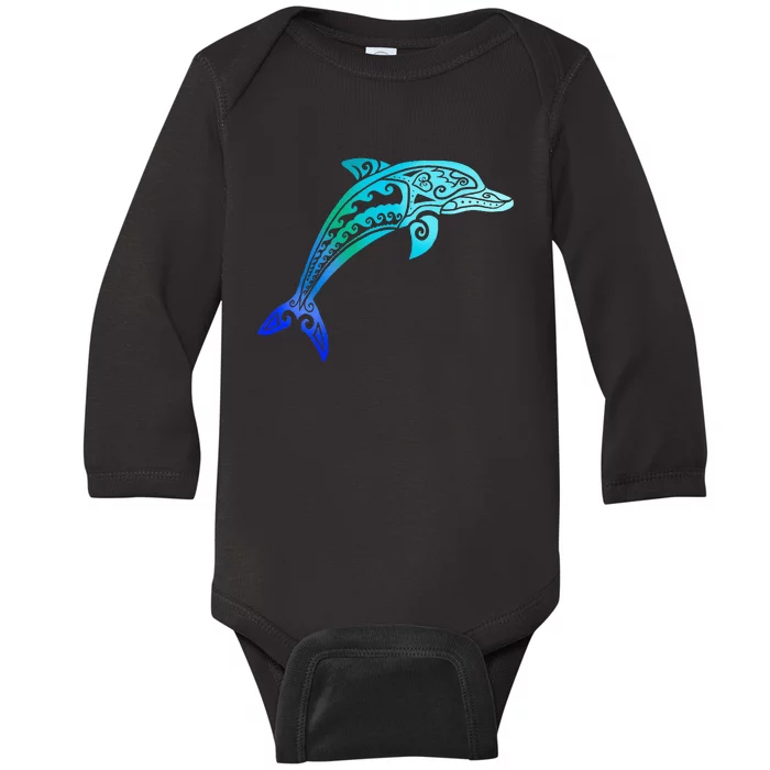 Jumping Dolphin Tribal Baby Long Sleeve Bodysuit