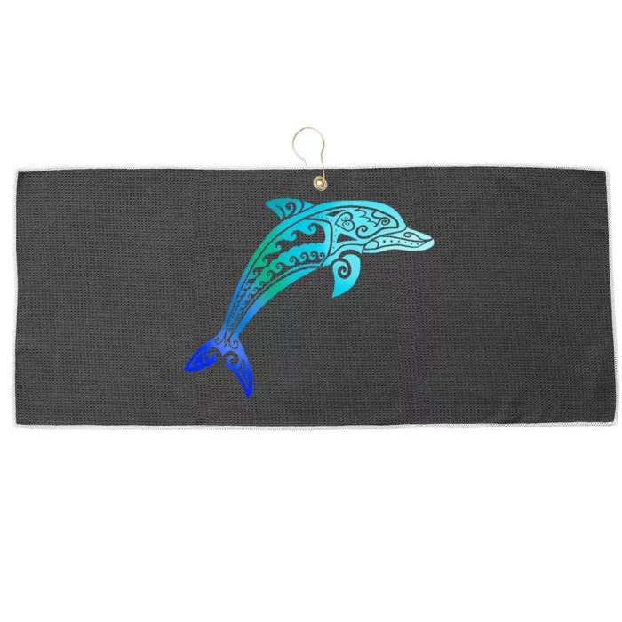 Jumping Dolphin Tribal Large Microfiber Waffle Golf Towel