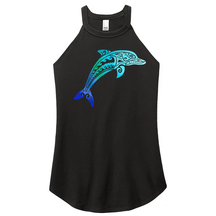 Jumping Dolphin Tribal Women’s Perfect Tri Rocker Tank