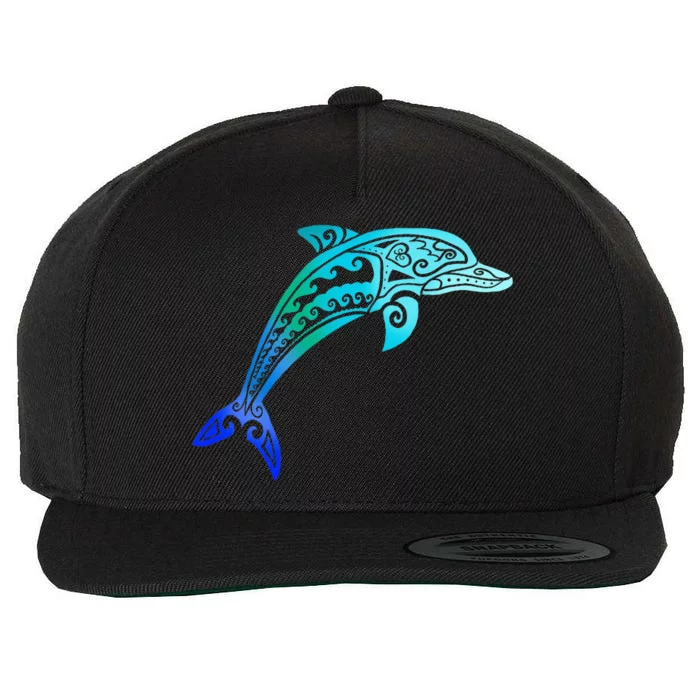 Jumping Dolphin Tribal Wool Snapback Cap