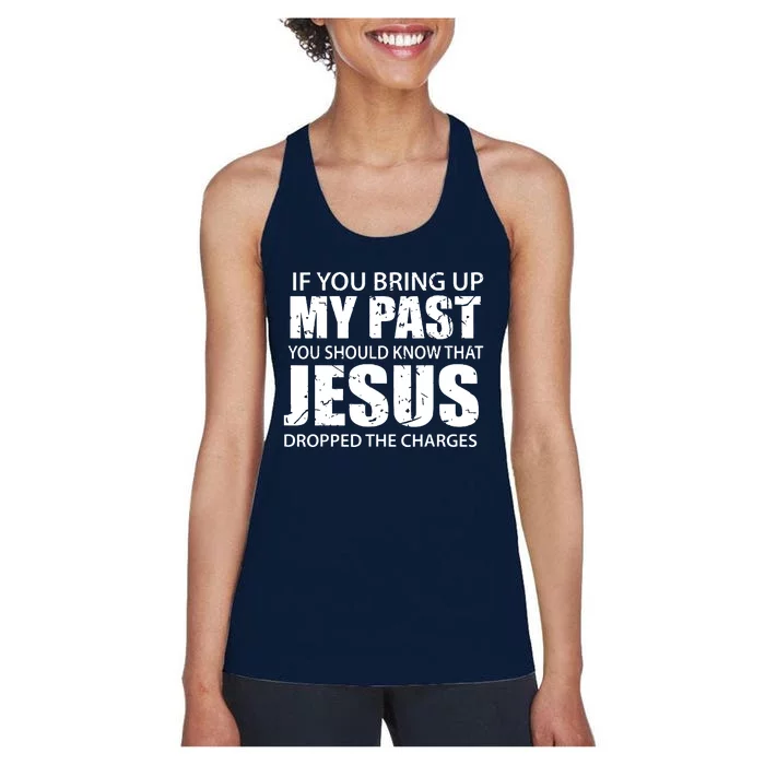 Jesus Dropped The Charges Christian Gold Women's Racerback Tank