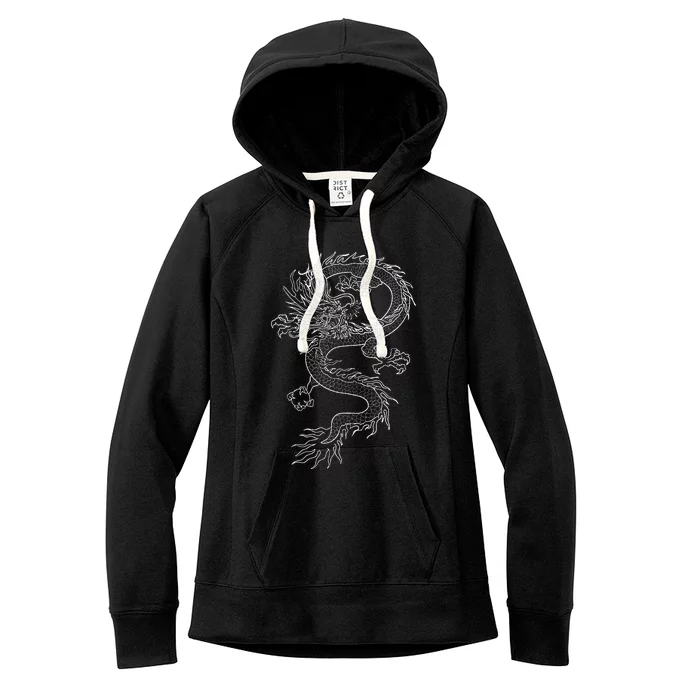 Japan Dragon Tattoo Drawing Traditional Japanese Women's Fleece Hoodie