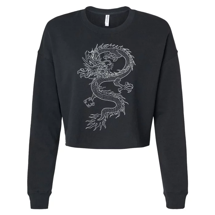 Japan Dragon Tattoo Drawing Traditional Japanese Cropped Pullover Crew