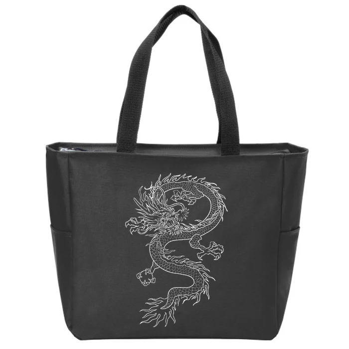 Japan Dragon Tattoo Drawing Traditional Japanese Zip Tote Bag