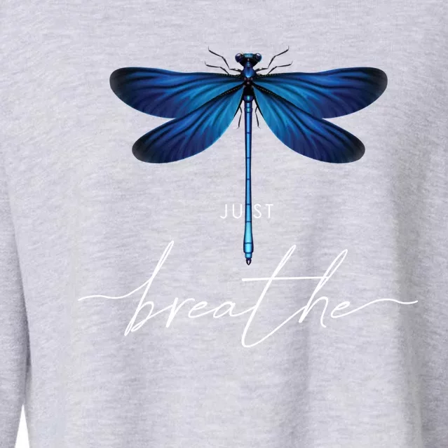 Just Dragonfly Tattoodesign Summer Breathe Meditation Yoga Meaningful Gift Cropped Pullover Crew