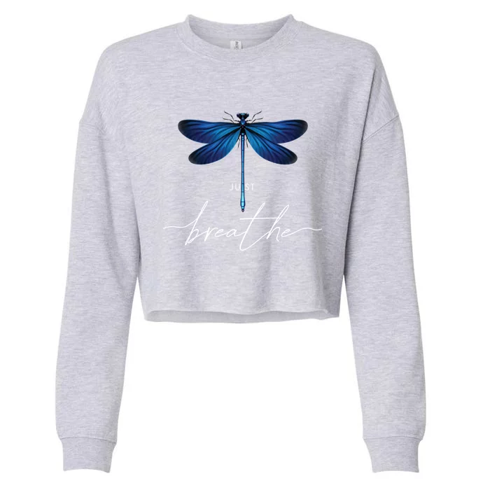 Just Dragonfly Tattoodesign Summer Breathe Meditation Yoga Meaningful Gift Cropped Pullover Crew