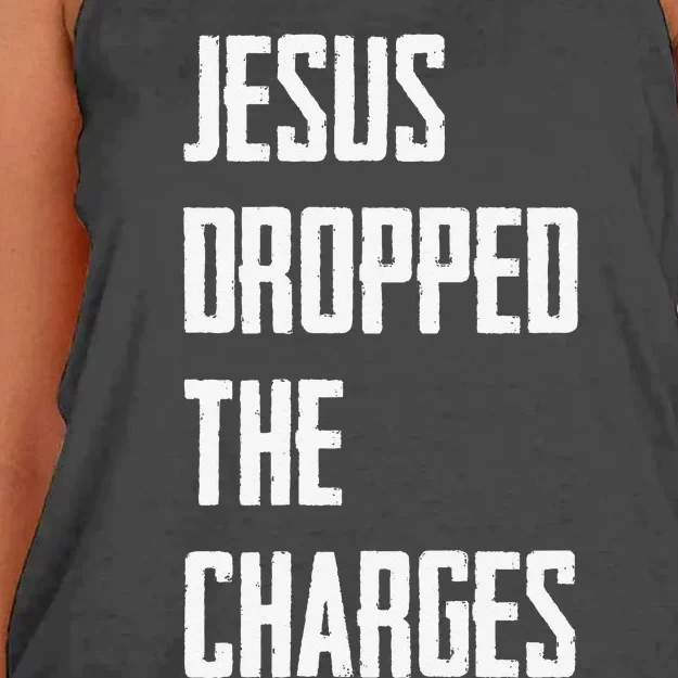 Jesus Dropped The Charges Women's Knotted Racerback Tank